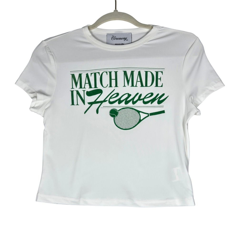 The Ceremony Club Match Made In Heaven Tennis Graphic Tee White Green Large